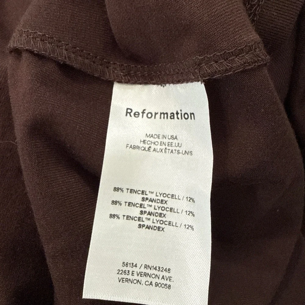 Reformation Suvi Knit Sweetheart Neckline Ruched Stretch Jersey Brown Midi Dress - Picture 4 of 13